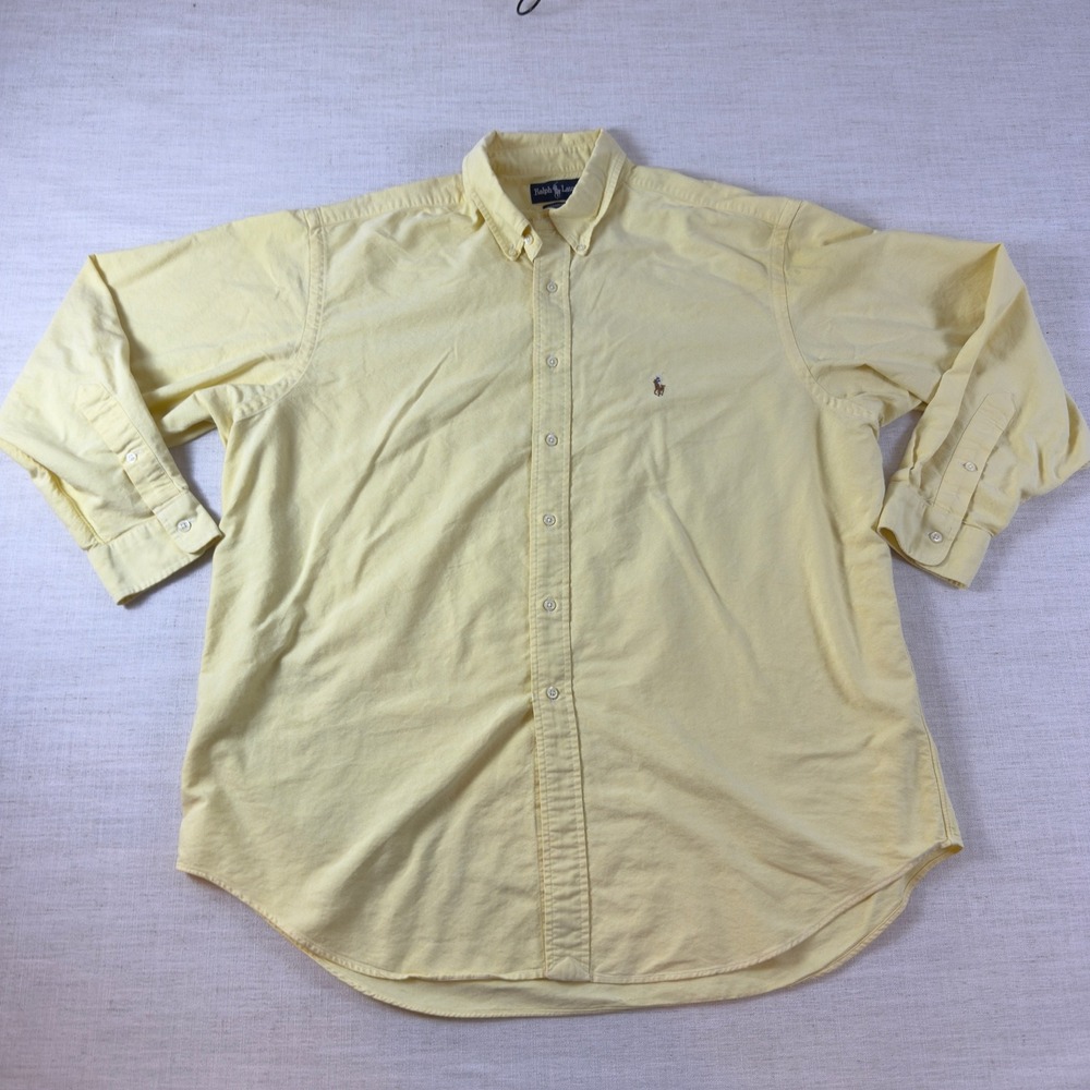 Polo Ralph Lauren Yarmouth Yellow Cotton Button Down Shirt Mens XL